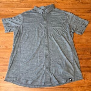 Smartwool Short Sleeve Button Down Shirt Men’s Large Green Wool Blend